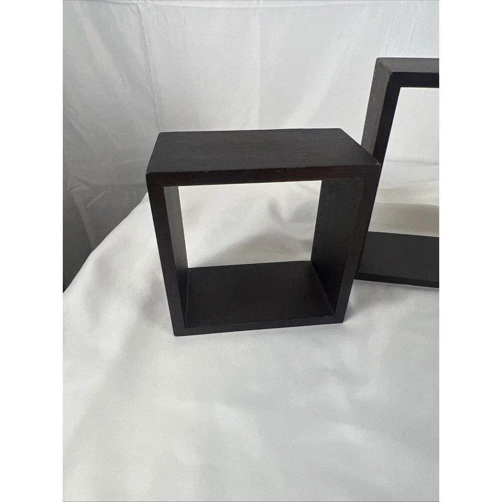 Set of 3 Black Floating Box Wall Shelves Shadow Cube Display Shelves Decor